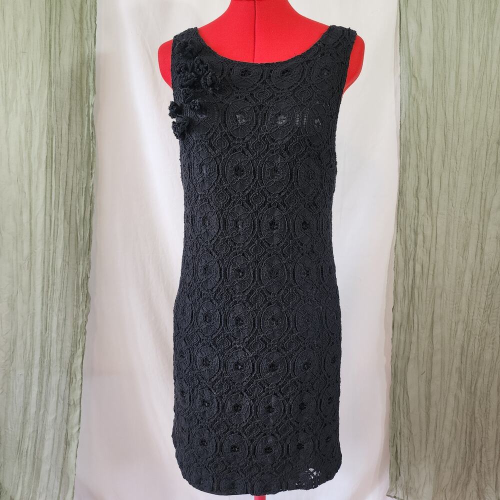 Lady Noiz Black Lace Sleeveless Short Black Dress Size L